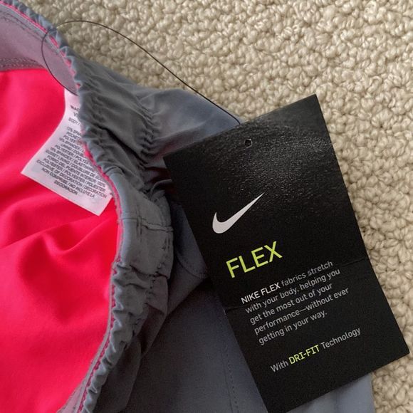 NEW Nike FLEX Dri-Fit Two in One Running Shorts Grey Pink Small Spandex S NWT - Picture 3 of 5